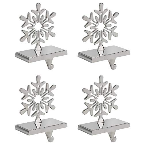 Iconikal The Original Snowflake Stocking Hanger Holder, Chrome, 4-Pack