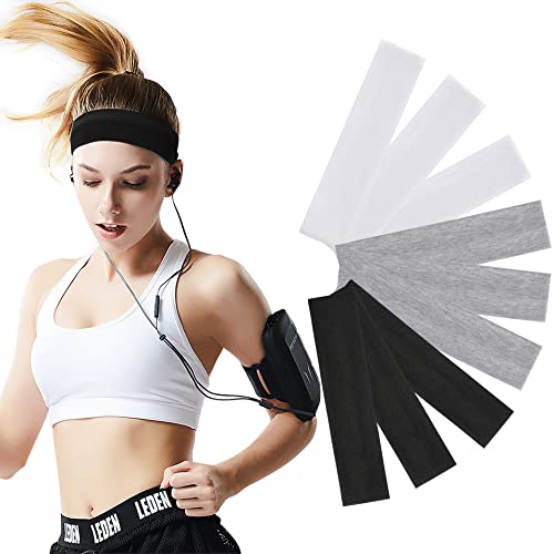 Headbands for Women 9Pcs, Non Slip Headbands for Men 2.5 inch Wide, Cotton Like Soft Sweat Wicking Stretchy Headband for Girls Sports Yoga Running Makeup