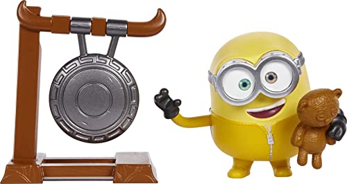 Minions: Rise of Gru Bob Button Activated Action Figure Approx 4-in with Gong & Teddy Bear Accessories, Gift for Kids Ages 4 Years & Older
