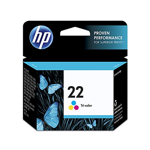 HP 22 Tri-color Ink Cartridge | Works with DeskJet D1300, D1400, D1500, D2300, D2400, F300, F2100, F2200, F4100, 3900; OfficeJet J3600, 4315, 5600; PSC 1410; Fax 1250, 3180 Series | C9352AN
