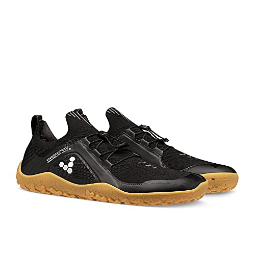 Vivobarefoot Primus Trail Knit FG, Womens Breathable Off-Road Shoe with Barefoot Firm Ground Sole Obsidian