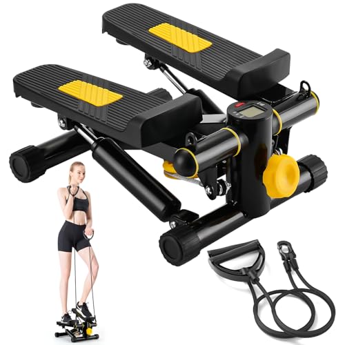 NOAOVO Steppers for Exercise at Home, Mini Stepper with Resistance Bands, Portable Stair Stepper Machine 400LBS Loading Capacity, Exercise Stepper for Home Office Workout
