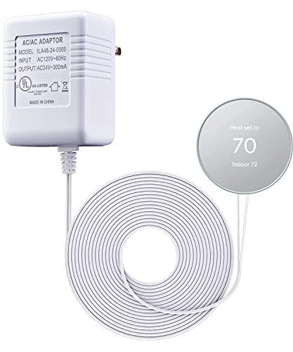 24 Volt Transformer, C Wire Adapter Thermostat, Compatible with Smart Thermostats and Doorbells Power Supply (23ft Cable)