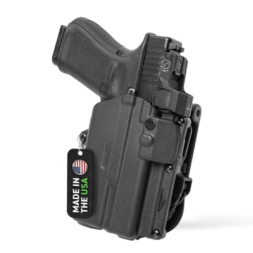 Alien Gear Glock 19 Level 2 Holster - Retention Slim OWB, Glock 19/19X/45 w/Light, Advanced Tactical Design - Compact Duty Carry- Black Locking Holster Slide Duty Holster - Right-Handed