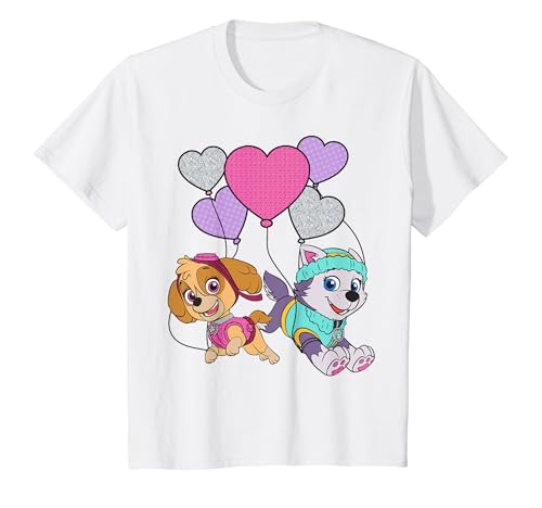 Kids PAW Patrol Skye And Everest With Heart Balloons T-Shirt T-Shirt