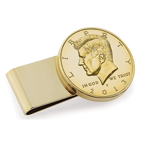 American Coin Treasures Coin Money Clip - JFK Half Dollar Layered in Pure 24k Gold | Stainless Steel | Holds Currency, Credit Cards, Cash | Genuine U.S. Coin | Certificate of Authenticity