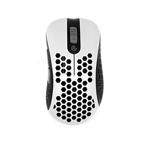 Gwolves Skoll Mini SK-S White 50g Ultralight Weight Honeycomb Design Ergonomic Gaming Mouse with 3389 Sensor - PTFE Skates - 16,000DPI - Detachable Cable (White) (Small)