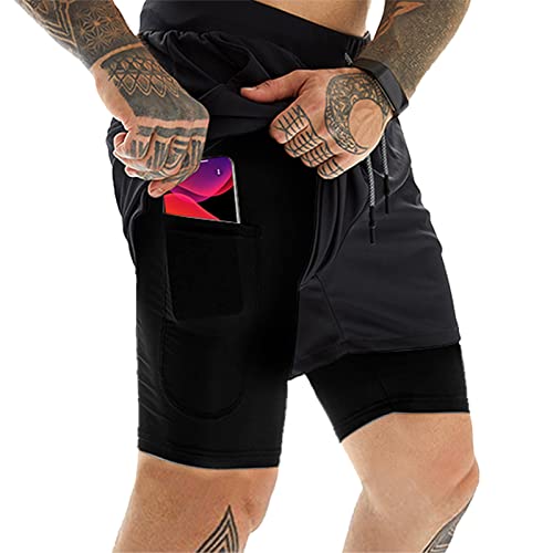 OEBLD Mens Athletic Shorts 2-in-1 Gym Workout Running 7'' Shorts with Towel Loop