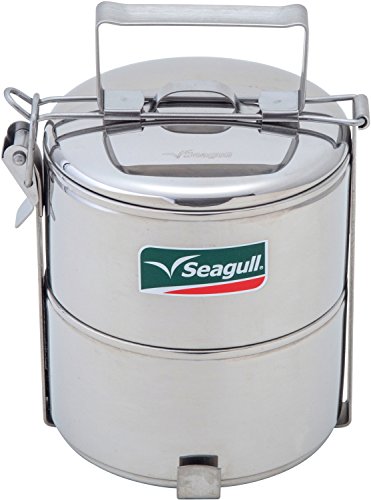 Seagull Bento Box, Food Carrier, 2 Tiers, 4.7 inches (12 cm), Stainless Steel