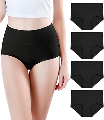 wirarpa Women's Modal Underwear Soft High Waist Briefs Ladies Panties Black XX-Large