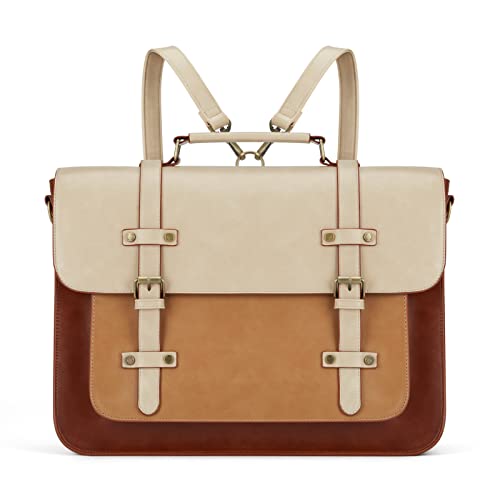 ECOSUSI Laptop Bag for Women Vegan Leather Messenger Bag Fashion Briefcase Backpack 15.6 inch Computer Satchel Bag