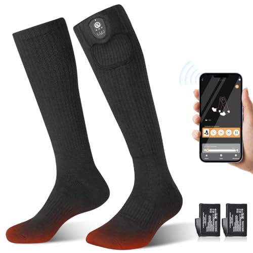 SAVIOR HEAT Heated Socks for Men Women, App Control Rechargeable Heating Socks, Electric Battery Powered Foot Warmer for Winter Hunting Skiing Camping Hiking