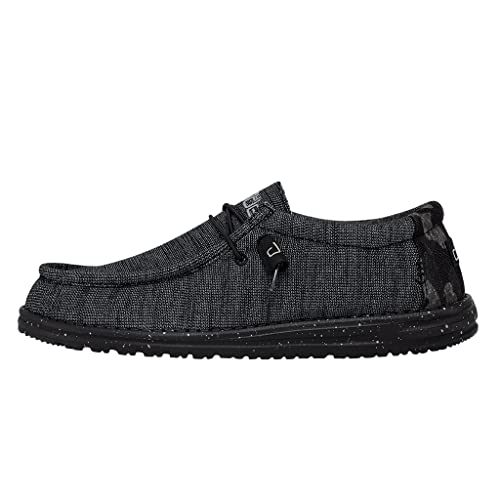Hey Dude Men's Wally Stretch Midnight Bunker Size 8 | Men’s Shoes | Men's Lace Up Loafers | Comfortable & Light-Weight