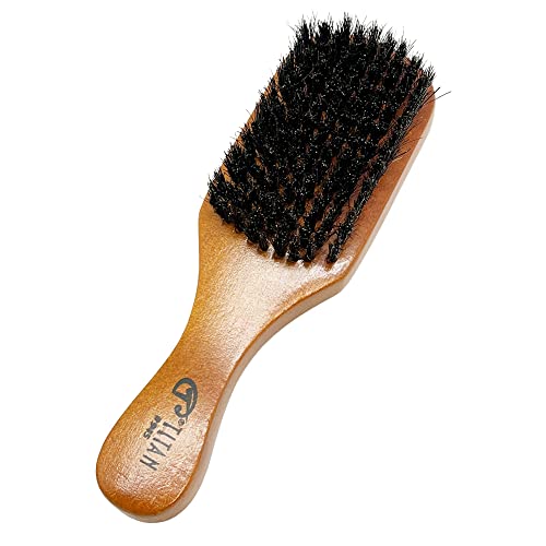 Titan Wave Brush For Men All Hair Textures – 1pc, 100- Natural Boar Bristles Wooden Handle, Wooden Hair Brush, Mens Hair Brush for Thick Hair, Natural Hair Brush, Boar Brush