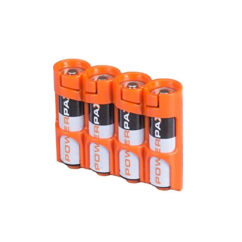 Storacell by Powerpax SlimLine AA Battery Storage Container - Holds 4 Batteries, Orange (Pack of 1)