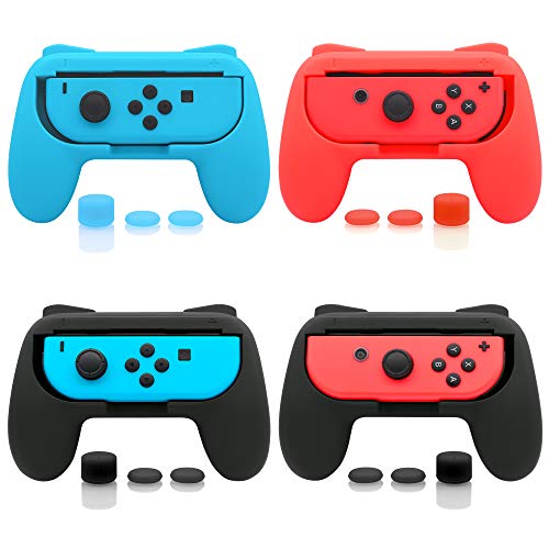 FASTSNAIL 4 Pack Grips Kit Compatible with Nintendo Switch for Animal Crossing for Joy Con, Wear-Resistant Grip Controller for Joy con & OLED Model for Joy con with 12 Thumb Grip