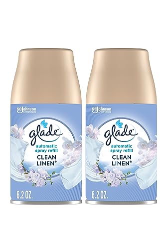Glade Automatic Spray Air Freshener Refill, Scented Air Freshener for Home and Bathroom, Clean Linen, 6.2 Oz, 2 Count