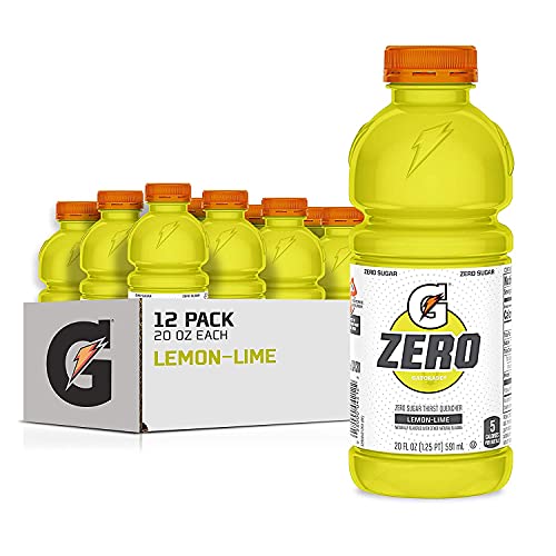 Gatorade Zero Sugar Thirst Quencher, Lemon-Lime, 20 Fl Oz Bottles, Pack of 12