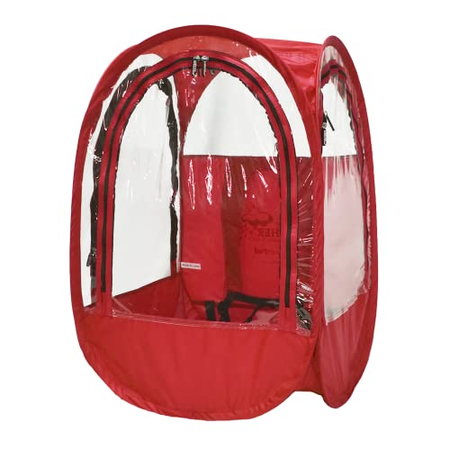 WeatherPod Small Upper-Body Pod with Straps– 1-Person Wearable Weather Protection from Cold, Wind and Rain in Stadium Seating or Standing – Red