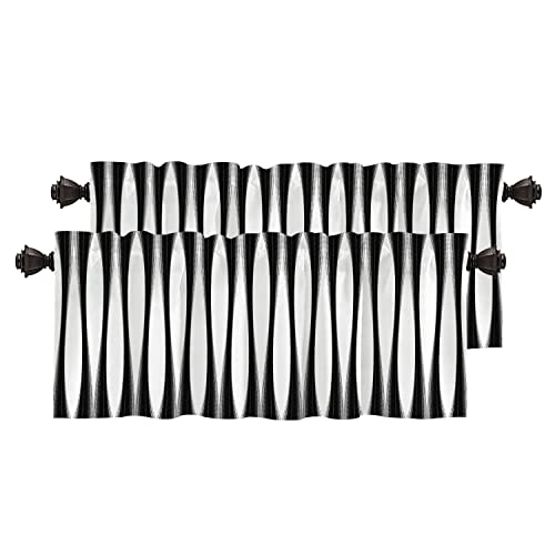 BaoNews Fashion Black White Moroccan Geometric Kitchen Valances Half Window Curtain, Abstract Black White Mirage Background Blackout Decoration Window Valances Curtains Drapes for Kitchen Bedroom