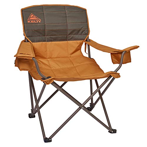 Kelty Deluxe Lounge Chair – Folding Outdoor Camping Chair with Insulated Cupholders, Customized Recline, Steel Frame, Padded Roll Storage Tote, 2024 (Beluga)
