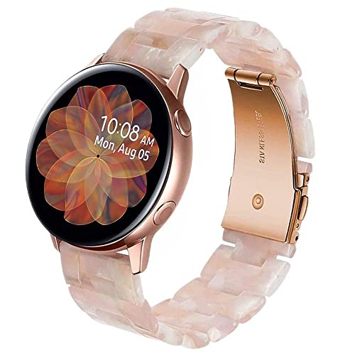 Miimall Compatible with Samsung Galaxy Watch 42mm Resin Band Women Men Stainless Steel Clasp Strap Bracelet for Samsung Galaxy Watch 42mm Galaxy Active 40mm Galaxy Active 2 40mm 44mm (Flower Pink)