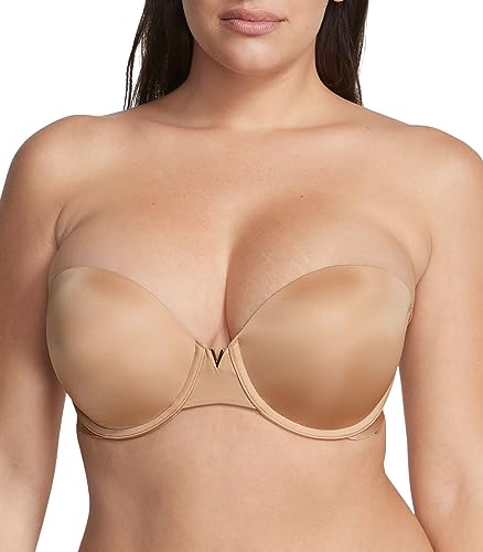 Victoria's Secret Sexy Illusions Uplift Strapless Push Up Bra, Padded Bra, Adjustable Straps, Smoothing Bra, Strapless Push Up Bras for Women, Beige (34B)