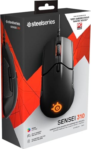 SteelSeries Sensei 310 Gaming Mouse - 12,000 CPI TrueMove3 Optical Sensor - Ambidextrous Design - Split-Trigger Buttons - RGB Lighting, Black