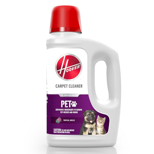 Hoover Paws & Claws Deep Cleaning Carpet Shampoo with Stainguard, Concentrated Machine Cleaner Solution for Pets, 64oz Formula, AH30925, White, (Package May Vary)