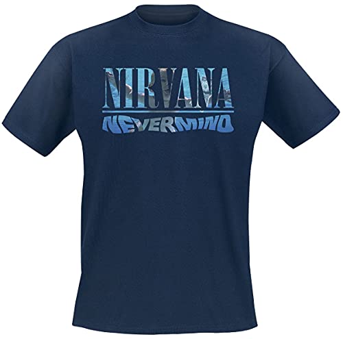 Nirvana Men's Nevermind (Back Print) Slim Fit T-Shirt Large Navy