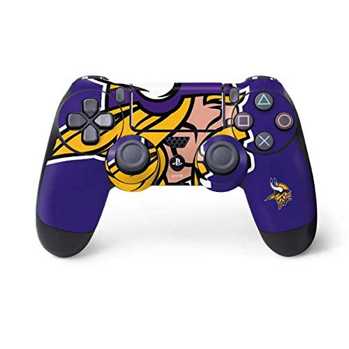 Skinit Decal Gaming Skin Compatible with PS4 Controller - Officially Licensed NFL Minnesota Vikings Retro Logo Design