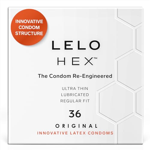 LELO HEX Original Ultra Thin Condoms with Increased Strength, Male Condom, Lubricated Condoms for Men, 2.12-Inch/54 mm Diameter (36 Pack)