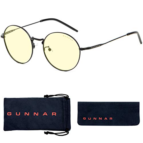 Gunnar Optiks Amber Lens Round Blue Light Blocking, Black, Adult