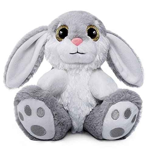 Nleio Easter Bunny Rabbit Stuffed Animal, 8.5' Bunny Plush with Floppy Ears, Huggable & Washable, Baby Stuffed Animals Plush Toy for Girls Boys Kids Friends Birthday Gifts (Gray)