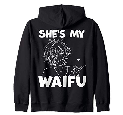 She's My Waifu Funny Anime Matching Couple Boyfriend Gift Zip Hoodie