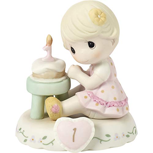 Precious Moments Growing in Grace Age 1 | Blonde Girl Bisque Porcelain Figurine | 1st Birthday Gift | Birthday Collection | Room Decor & Gifts | Hand-Painted