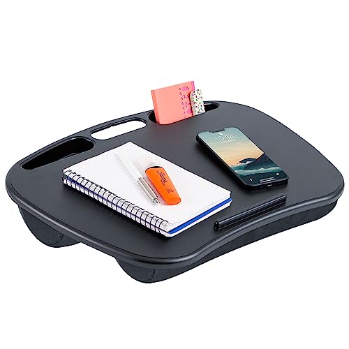 LAPGEAR MyDesk Lap Desk with Device Ledge and Phone Holder - Black - Fits up to 15.6 Inch Laptops - Style No. 44448