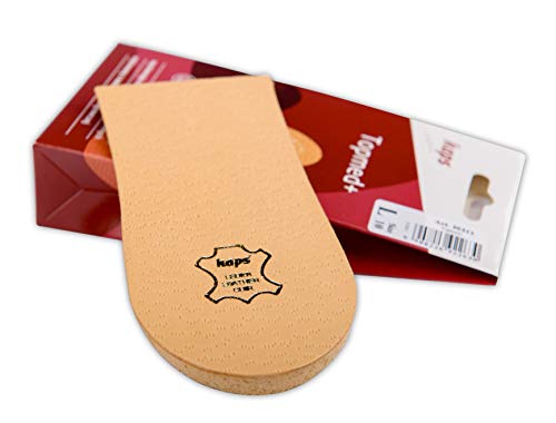 1 x Heel Raise, Heel Lift Elevator, Heel Pad, Orthotic Wedge, Many Widths and Heights, Leather Cover, Kaps Topmed Plus, Supplied to NHS, 1 Piece (Height 10 mm / 0.4 inch - Size L)