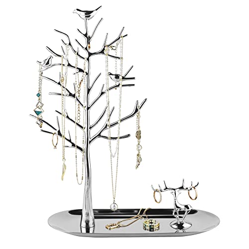 MORE&LESS Tree and Deer Jewelry Rack,for Ring Earrings Necklace Bracelet,Suitable for living rooms, bathrooms,offices,etc.