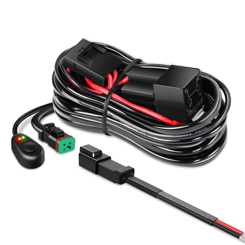 Nilight 10018W 14AWG DT Connector Wiring Harness Kit Bar 12V On Off Switch Power Relay Blade Fuse for Off Road LED Work Light-ONE Lead,2 Years Warranty