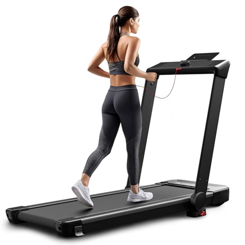 AIRHOT Under Desk Treadmill, Walking Pad 3 in 1 Folding Treadmill, Walking Jogging Treadmills for Home Office, 2.5HP Low-Noise Treadmill LED Display and Knob Speed Adjustment Grey