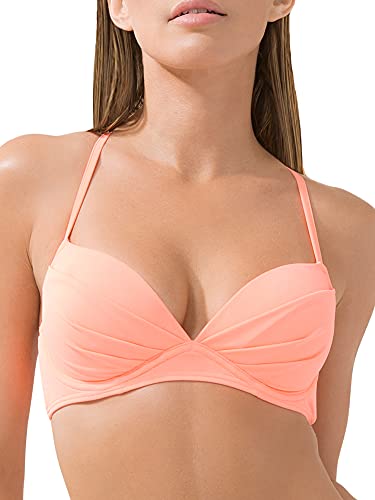 Smart & Sexy Women's Standard Swim Secret Convertible Push-up Bikini Top, Peach Luster, 40D