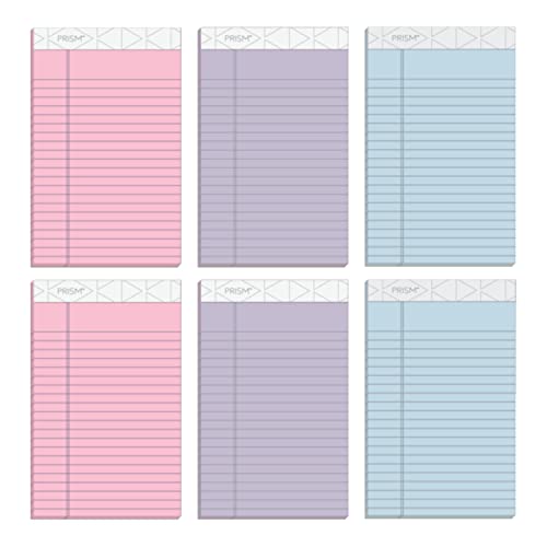 TOPS 5 x 8 Legal Pads, 6 Pack, Prism Brand, 2 Pink/2 Blue/2 Purple, Narrow Ruled, 50 Sheets Per Writing Pad, Made in USA (63016)