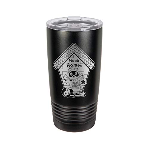 Raccoon Money Collector Nook Homes Fast Loans Game Parody - 3D Laser Engraved Black Polar Camel 20 oz. Vacuum Insulated Tumbler Mug with Clear Lid