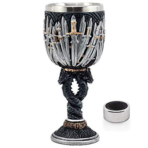 Medieval GOT Swords Chalice Goblet D&D Game Dragon Gifts Iron Throne Chalice Cup Merchandise Drinking Vessel with Wine Drip Ring