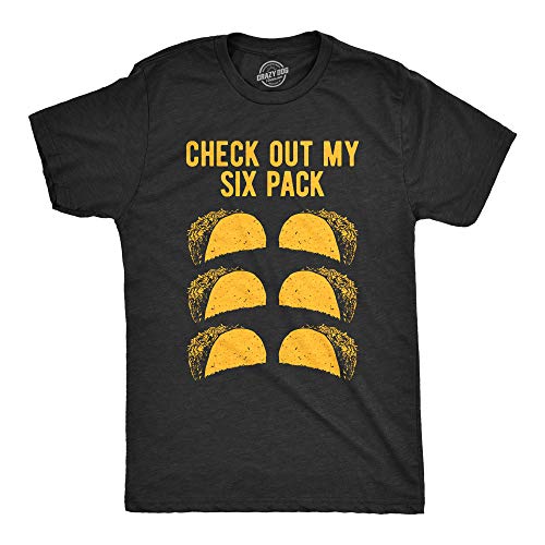 Mens Check Out My Six Pack Tshirt Funny Taco Tuesday Tee Mens Funny T Shirts Cinco De Mayo T Shirt for Men Funny Fitness T Shirt Novelty Tees for Men Black XL