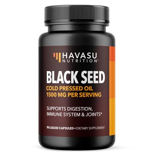 Black Seed Oil Nigella Sativa Cold-Pressed Capsules | 1500mg Black Cumin Seed Oil with Antioxidants for Immune Support and Joint and Digestive Health | 90 Vegetarian & Non-GMO Liquid Capsules