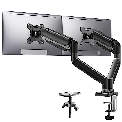 ErGear Dual Monitor Mount up to 32 inches Screen, Max 22 lbs Each Arm, Adjustable Dual Monitor Stand, Sturdy Steel Dual Monitor Arm with 180° Swivel, Tilt, 360° Rotation for Home Office, VESA 75/100mm