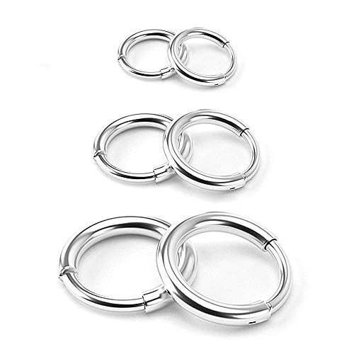 Surgical Stainless Steel Hoop Earrings - Endless Small Hoop Earrings Set for Men Women, Hypoallergenic Tragus Earrings(8/10/12mm)