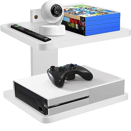 Siondoux Floating Entertainment Shelf Wooden DVD Shelf Wall Mount TV Shelf Projector Shelf for Wall, Perfect for Projector, Xbox, PS5, DVD Player,Game Console, Cable Box, Floating Shelf for Under TV